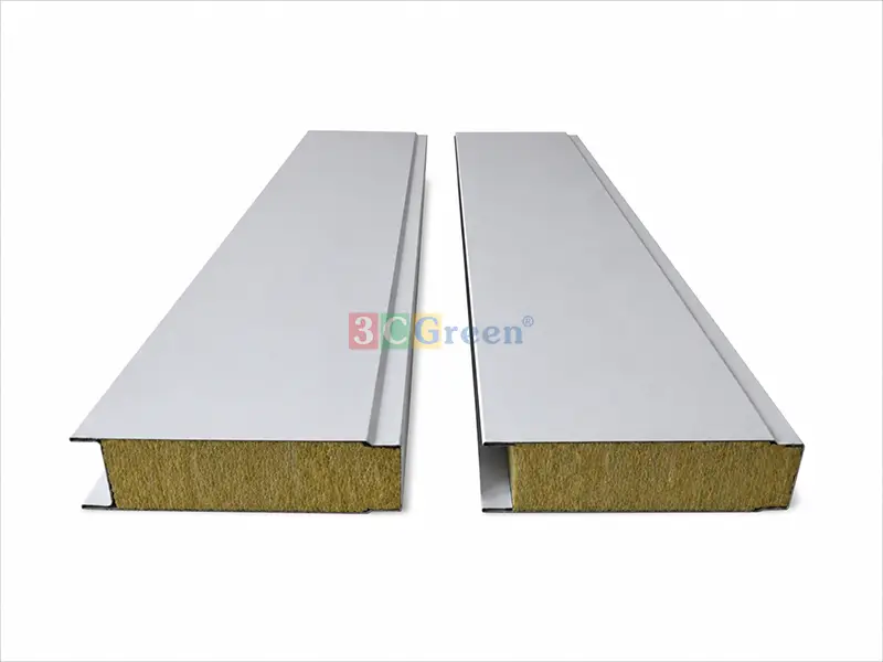 Ảnh panel bông khoáng với u ngàm tăng cứng 2 cạnh tấm